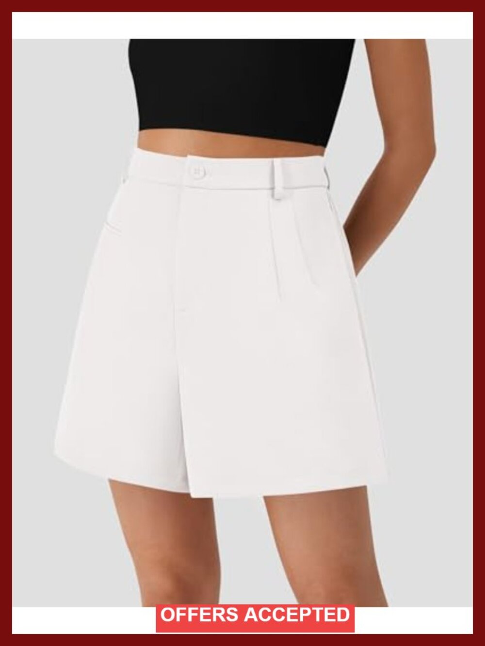 High Waisted Wide Leg Dressy Shorts with Pockets - Picture 3 of 6